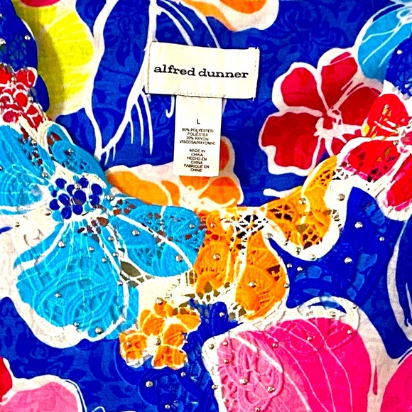 EUC ALFRED DUNNER Top, Embellishments, Lace, Floral, Sz L, Cottagecore, Artsy - Picture 4 of 11